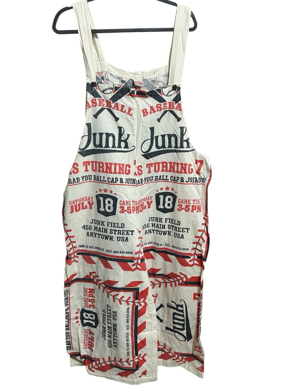 VINTAGE SACK Junk Baseball Flour Feed Bag Wide Leg Jumpsuit Overalls OS No